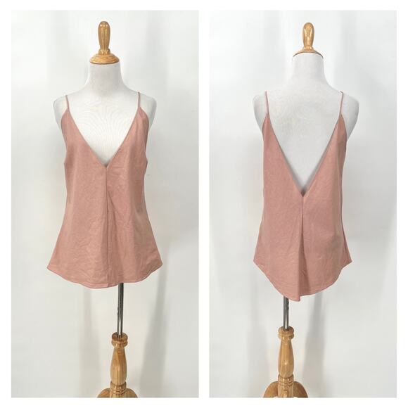 Juan Carlos Obando Tops - JUAN CARLOS OBANDO Plunging V neck Camisole Women 8 Pink Cotton Strappy Tank Top